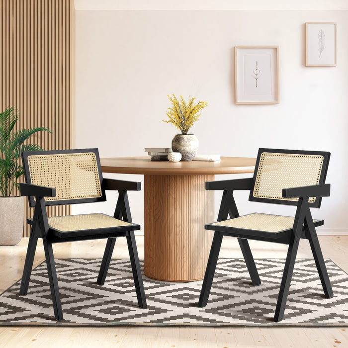 Dining Chairs Rattan Chair Wooden Accent Chair Balck