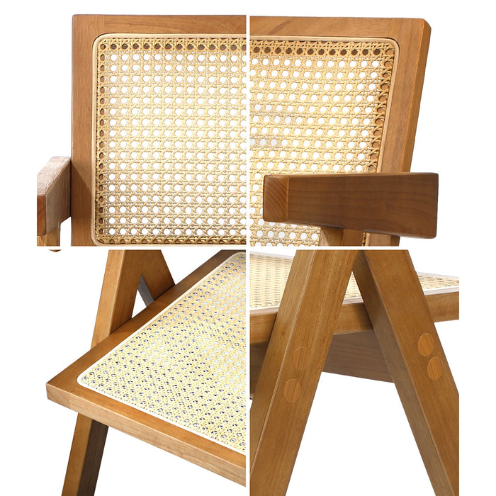 2X Dining Chairs Rattan Chair Wooden Accent Chair Walnut