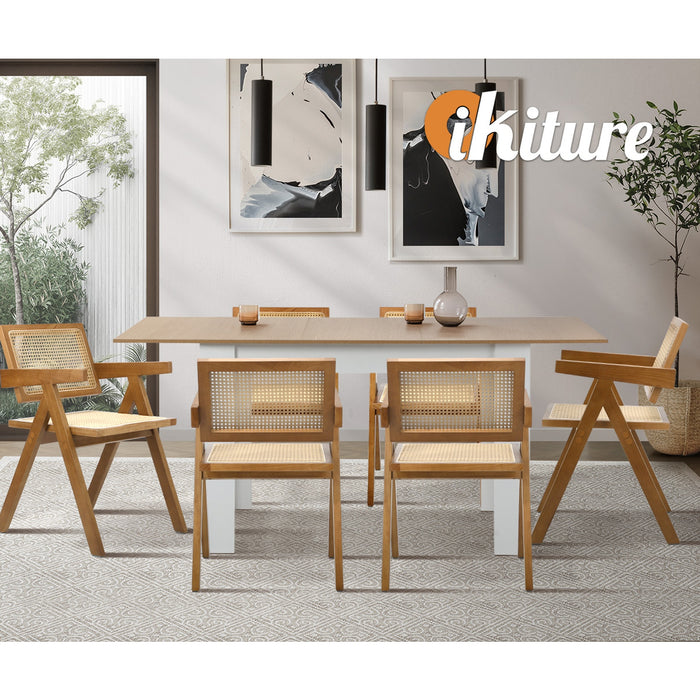 2X Dining Chairs Rattan Chair Wooden Accent Chair Walnut