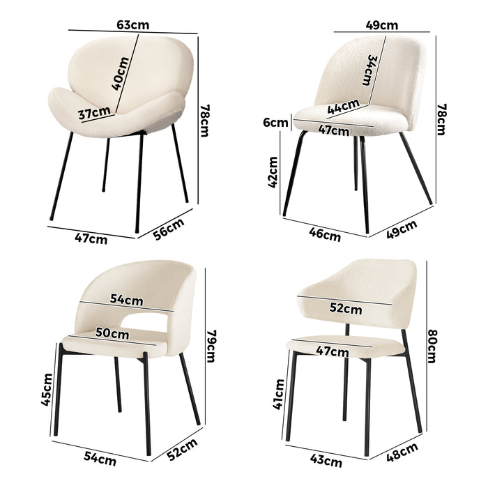 2X Dining Chair Accent Chairs Tub Armchairs Sherpa 4 Style