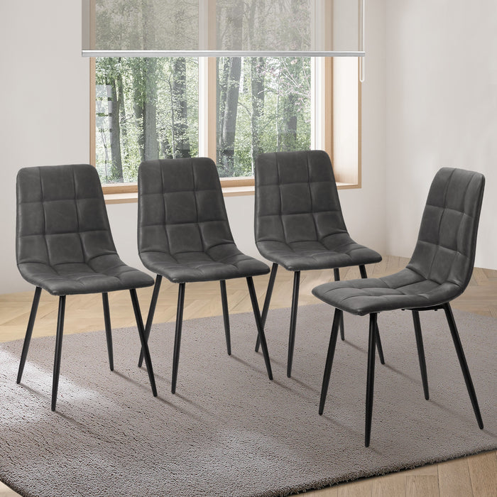 4X Padded Dining Chairs Kitchen Pu Leather Seat Retro Grey
