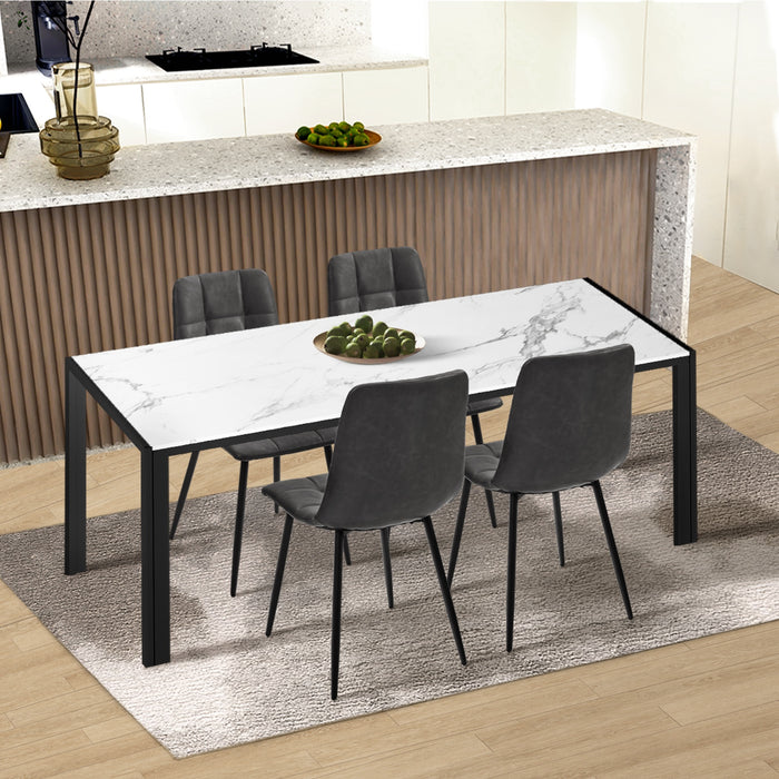 4X Padded Dining Chairs Kitchen Pu Leather Seat Retro Grey