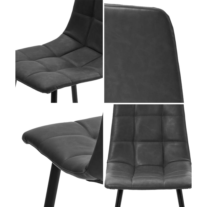 4X Padded Dining Chairs Kitchen Pu Leather Seat Retro Grey