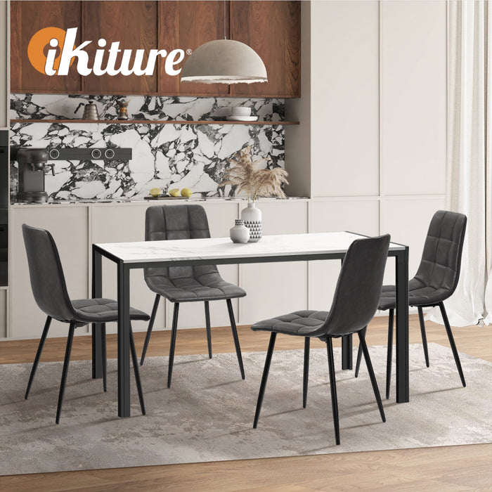 4X Padded Dining Chairs Kitchen Pu Leather Seat Retro Grey