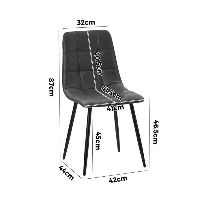 4X Padded Dining Chairs Kitchen Pu Leather Seat Retro Grey