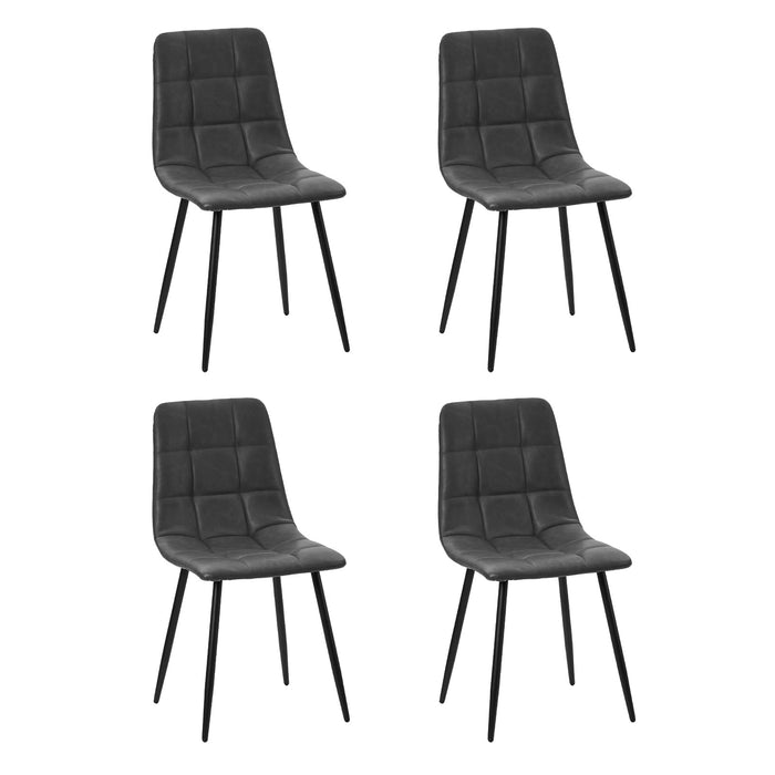 4X Padded Dining Chairs Kitchen Pu Leather Seat Retro Grey