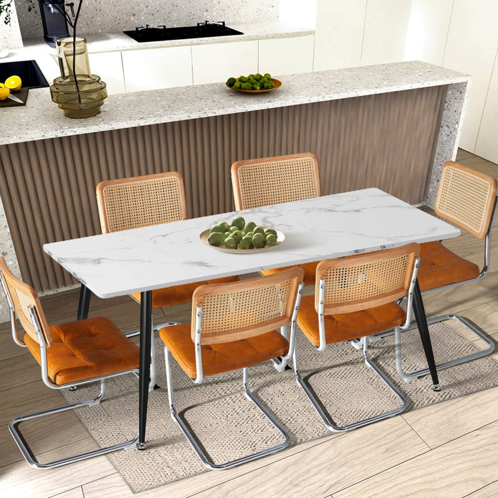 4X Rattan Dining Chair Cesca Replica Cantilever Pu Leather Padded Brown