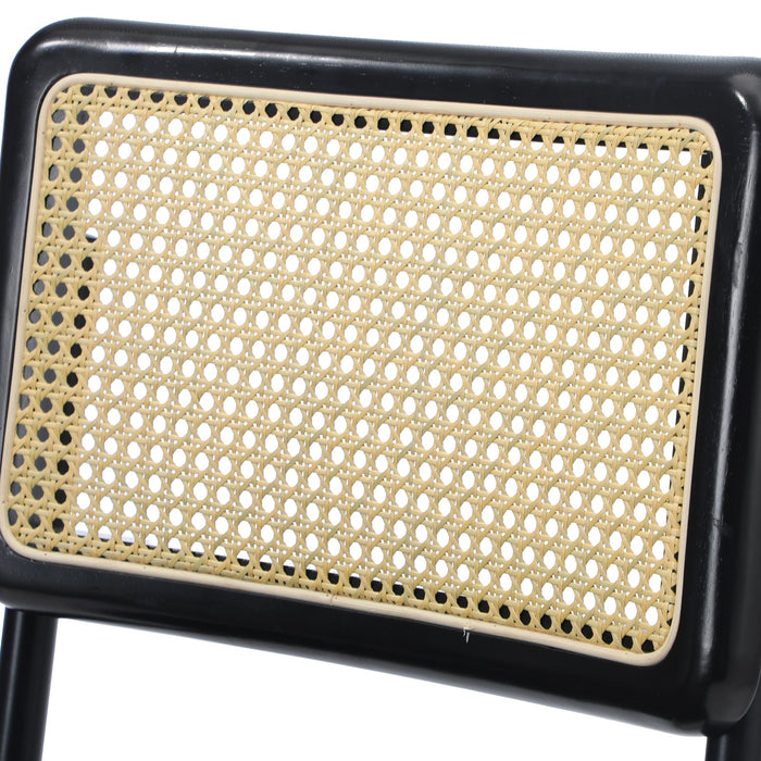 2X Rattan Dining Chair Cesca Replica Cantilever Pu Leather Padded Black