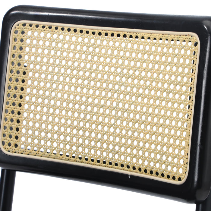 4X Rattan Dining Chair Cesca Replica Cantilever Pu Leather Padded Black