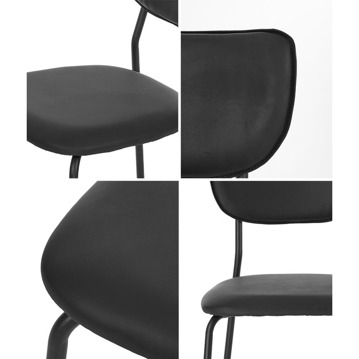 Set Of 4 Dining Chairs Pu Leather Padded Seat Black