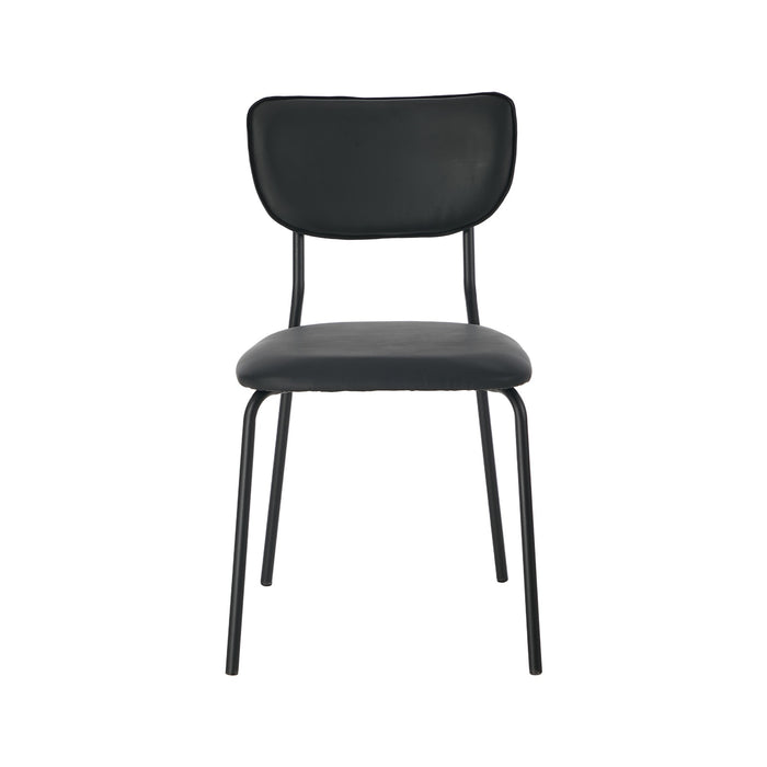 Set Of 4 Dining Chairs Pu Leather Padded Seat Black