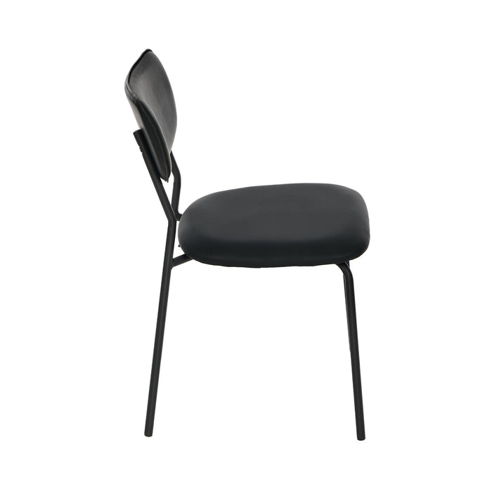 Set Of 4 Dining Chairs Pu Leather Padded Seat Black