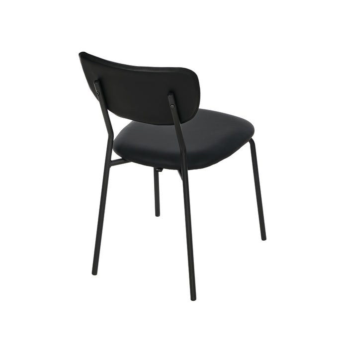 Set Of 4 Dining Chairs Pu Leather Padded Seat Black