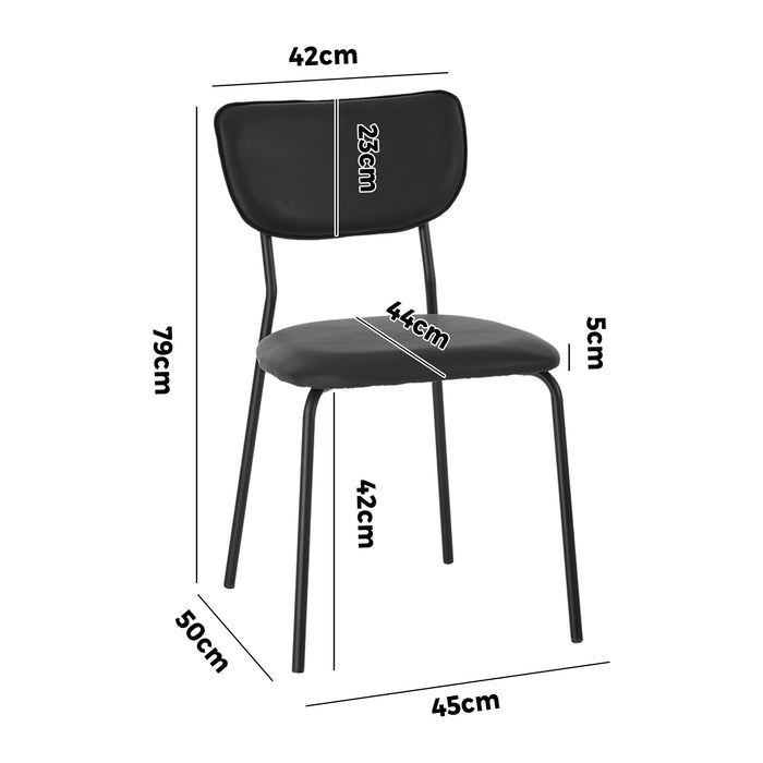 Set Of 4 Dining Chairs Pu Leather Padded Seat Black