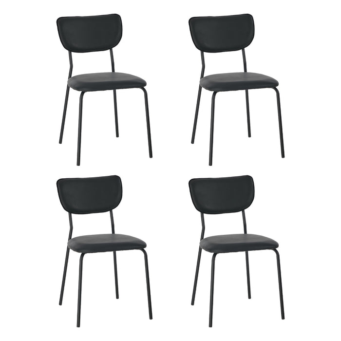 Set Of 4 Dining Chairs Pu Leather Padded Seat Black