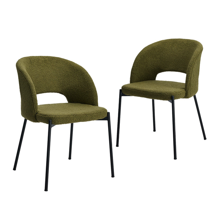 2X Armchair Dining Chair Accent Chairs Tub Armchairs Sherpa Green&Black