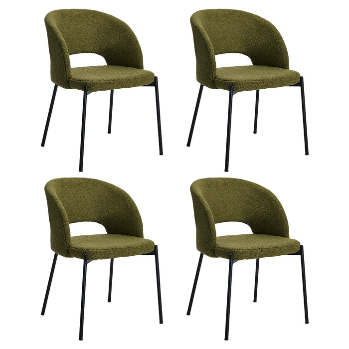 4X Armchair Dining Chair Accent Chairs Tub Armchairs Sherpa Green&Black