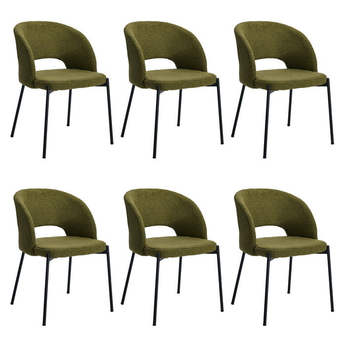 6X Armchair Dining Chair Accent Chairs Tub Armchairs Sherpa Green & Black