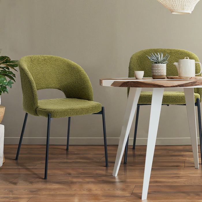 8X Armchair Dining Chair Accent Chairs Tub Armchairs Sherpa Green & Black