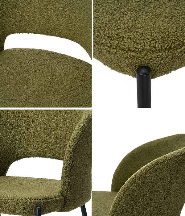 8X Armchair Dining Chair Accent Chairs Tub Armchairs Sherpa Green & Black