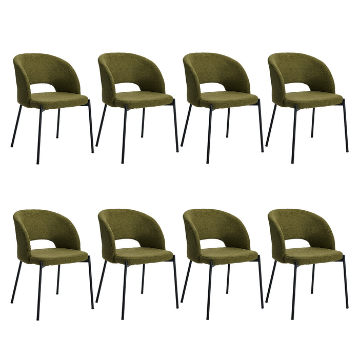 8X Armchair Dining Chair Accent Chairs Tub Armchairs Sherpa Green & Black