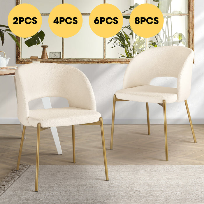 Armchair Dining Chair Accent Chairs Tub Armchairs Sherpa White & Gold