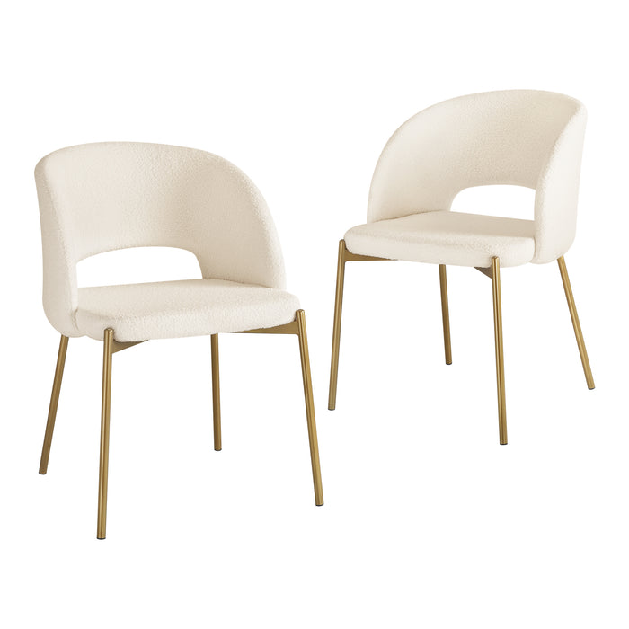 2X Armchair Dining Chair Accent Chairs Tub Armchairs Sherpa White & Gold