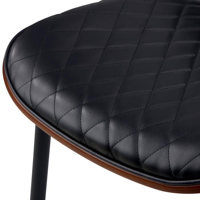 6X Dining Chairs Retro Faux Leather Solid Beech Wood Metal Legs Black