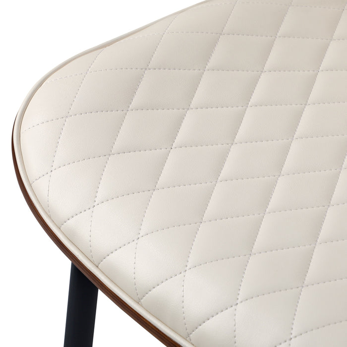 8X Dining Chairs Retro Faux Leather Solid Beech Wood Metal Legs White