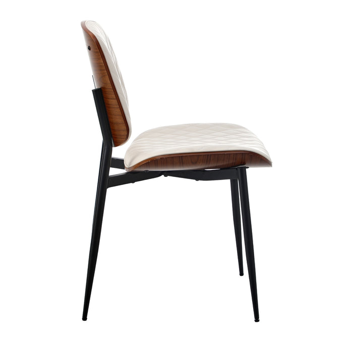 8X Dining Chairs Retro Faux Leather Solid Beech Wood Metal Legs White