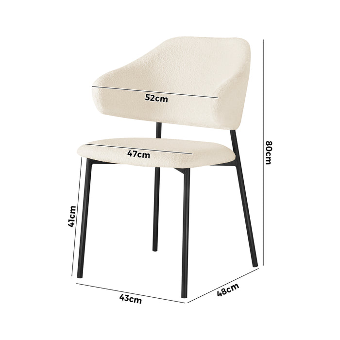 2X Armchair Dining Chair Accent Chairs Tub Armchairs Sherpa White & Black