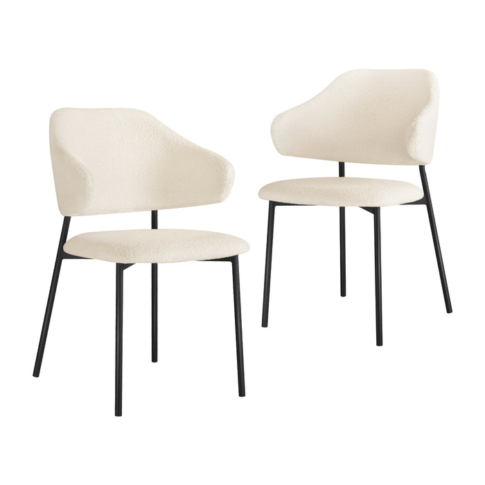 2X Armchair Dining Chair Accent Chairs Tub Armchairs Sherpa White & Black