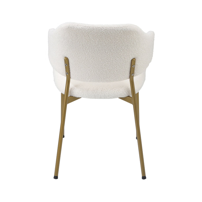 2X Dining Chair Accent Chairs Armchair Tub Armchairs Sherpa Gold & White