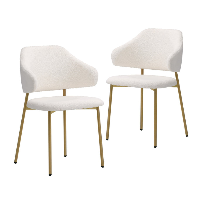 2X Dining Chair Accent Chairs Armchair Tub Armchairs Sherpa Gold & White