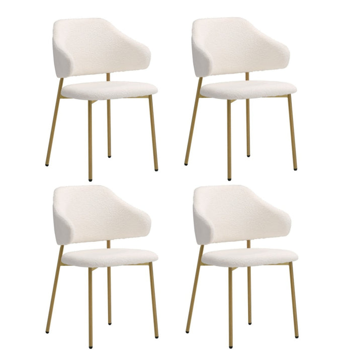 4X Dining Chair Accent Chairs Armchair Tub Armchairs Sherpa Gold & White