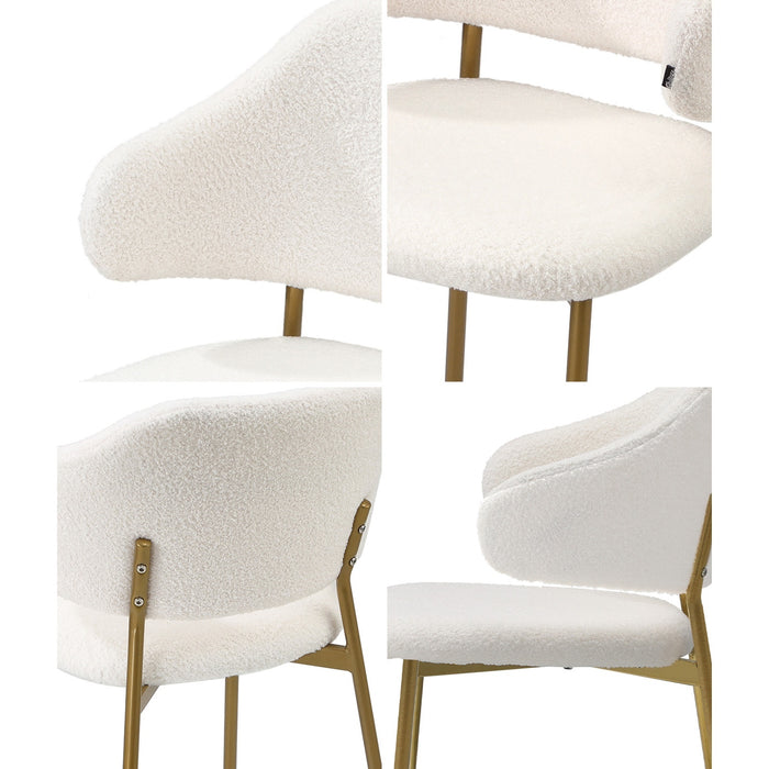 4X Dining Chair Accent Chairs Armchair Tub Armchairs Sherpa Gold & White