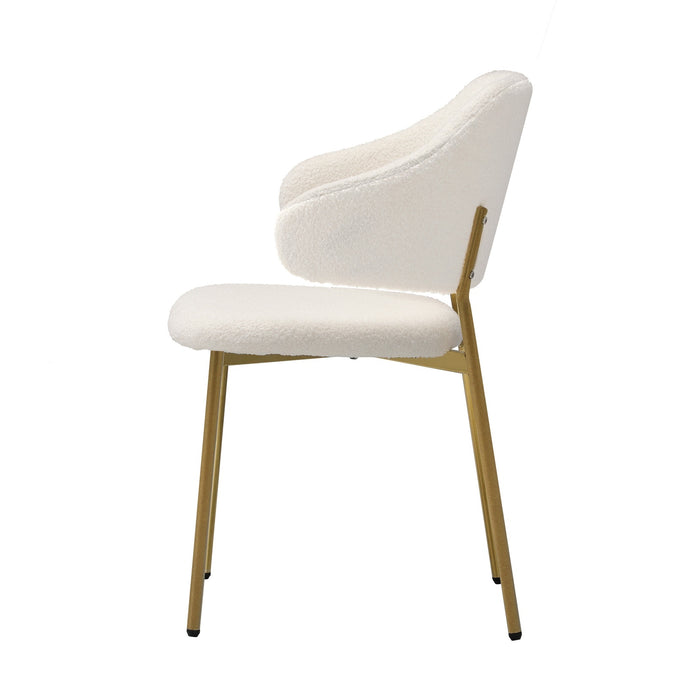 4X Dining Chair Accent Chairs Armchair Tub Armchairs Sherpa Gold & White