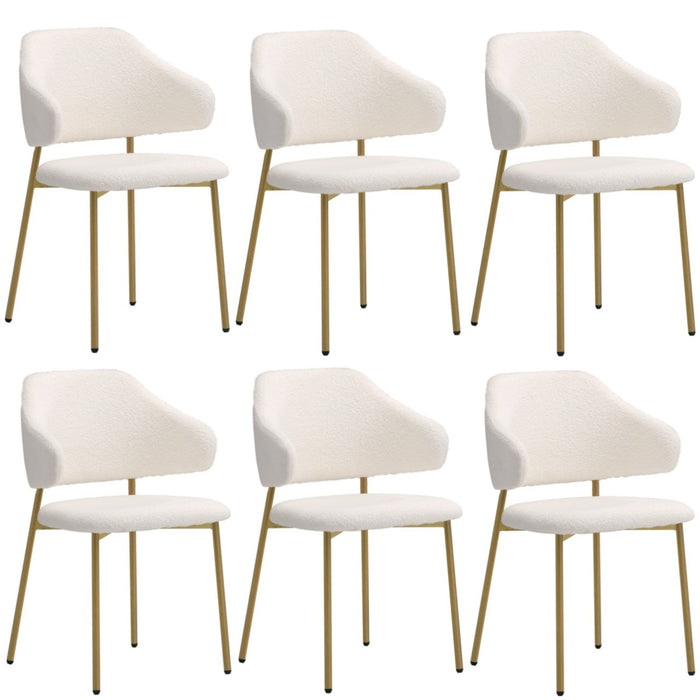 6X Dining Chair Accent Chairs Armchair Tub Armchairs Sherpa Gold & White
