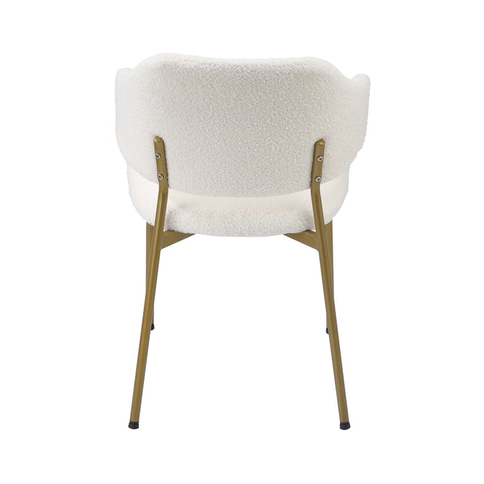 6X Dining Chair Accent Chairs Armchair Tub Armchairs Sherpa Gold & White