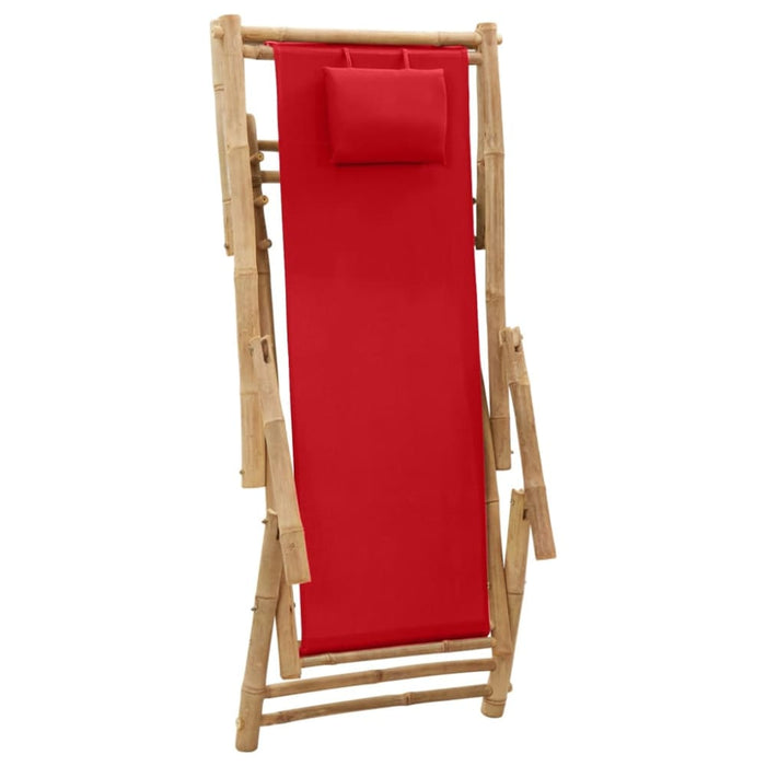 Deck Chair Bamboo and Canvas Red Tonpki