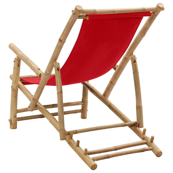 Deck Chair Bamboo and Canvas Red Tonpki