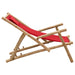 Deck Chair Bamboo and Canvas Red Tonpki
