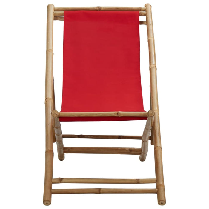 Deck Chair Bamboo and Canvas Red Totbxb