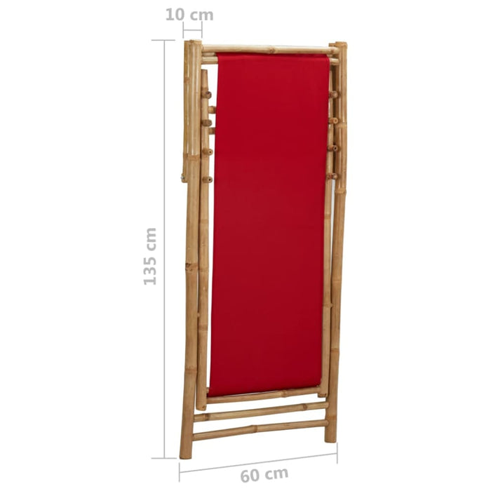 Deck Chair Bamboo and Canvas Red Totbxb