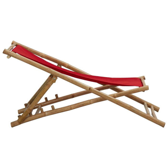 Deck Chair Bamboo and Canvas Red Totbxb