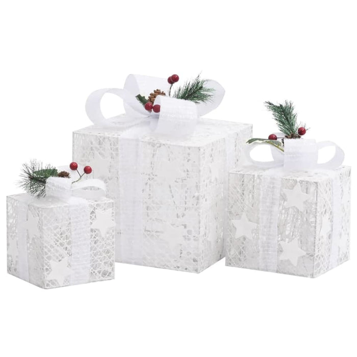 Decorative Christmas Gift Boxes 3 Pcs Silver Outdoor Indoor