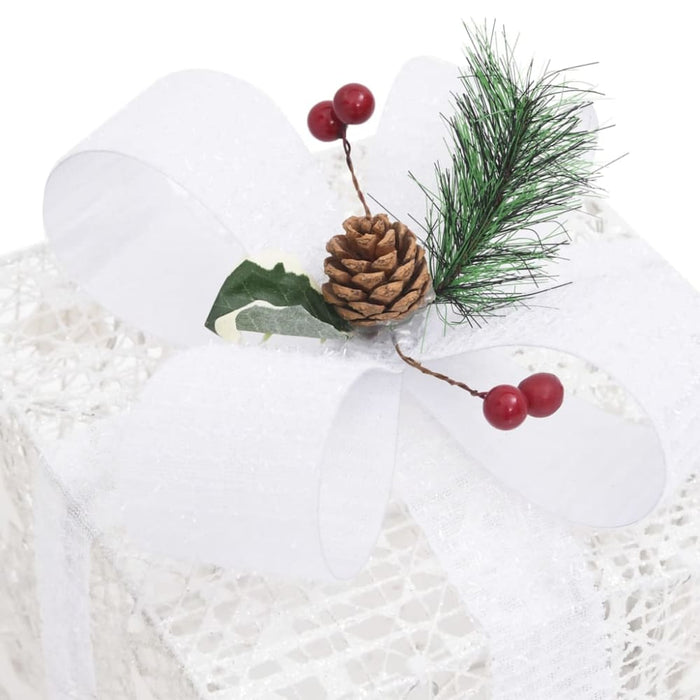 Decorative Christmas Gift Boxes 3 Pcs Silver Outdoor Indoor
