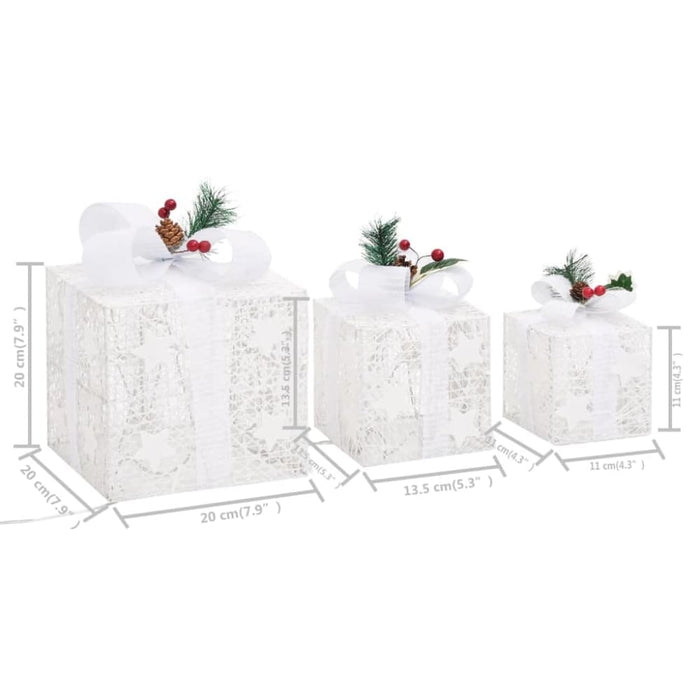 Decorative Christmas Gift Boxes 3 Pcs Silver Outdoor Indoor