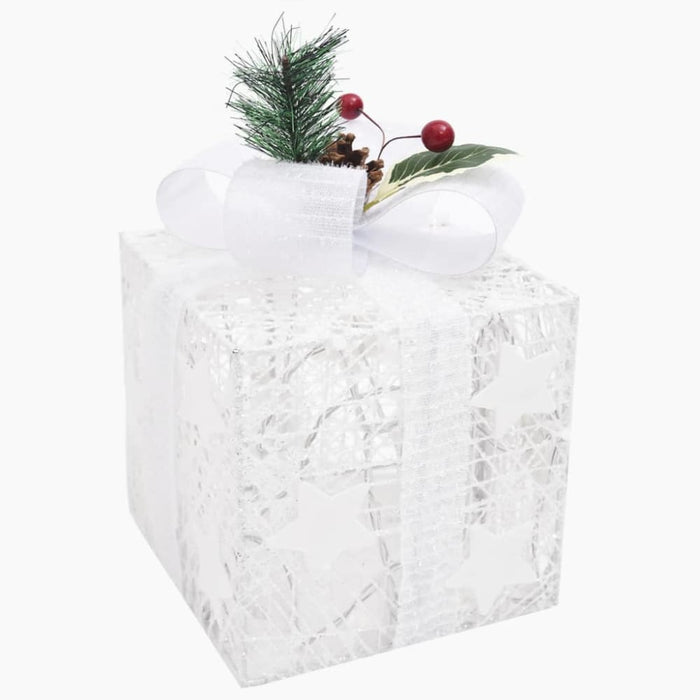 Decorative Christmas Gift Boxes 3 Pcs Silver Outdoor Indoor