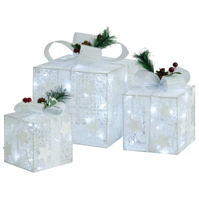 Decorative Christmas Gift Boxes 3 Pcs Silver Outdoor Indoor